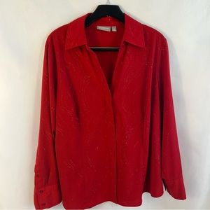 Croft & Barrow Womens Shirt Plus Size 1X Metallic Button Up Top Blouse